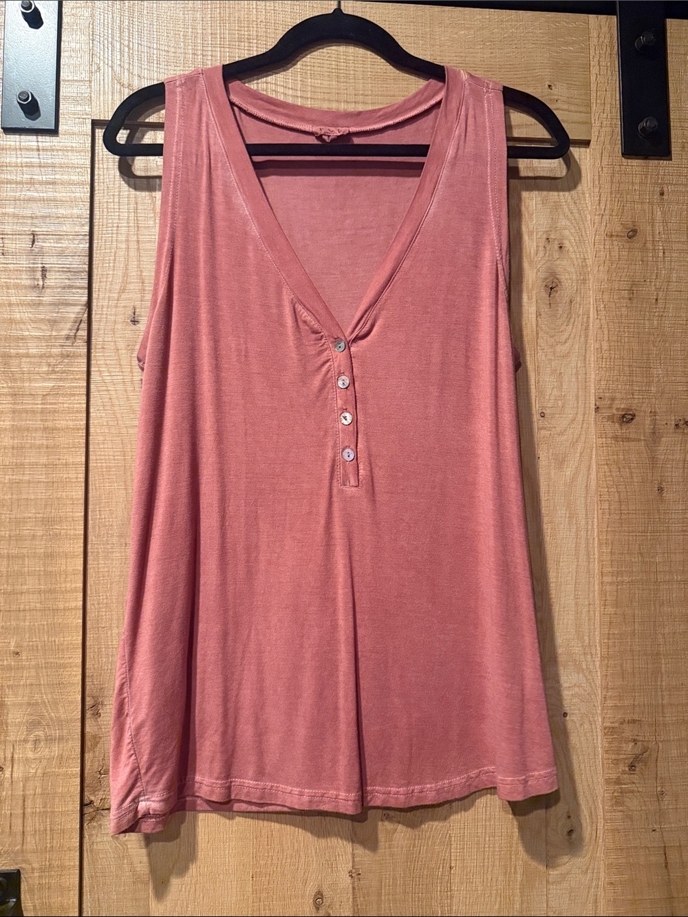 POL Dusty Rose Sleeveless Henley Tank